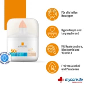 ضدآفتاب سرمی رنگی لاروش پوزای آنتلیوس UVair SPF50+ مدل Light Natural — تصویر ۲