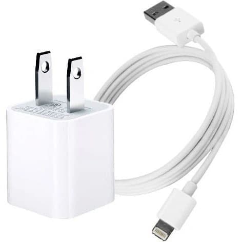 شارژر اپل توان 5 وات دو پین همراه کابل USB به لایتنینگ اورجینال