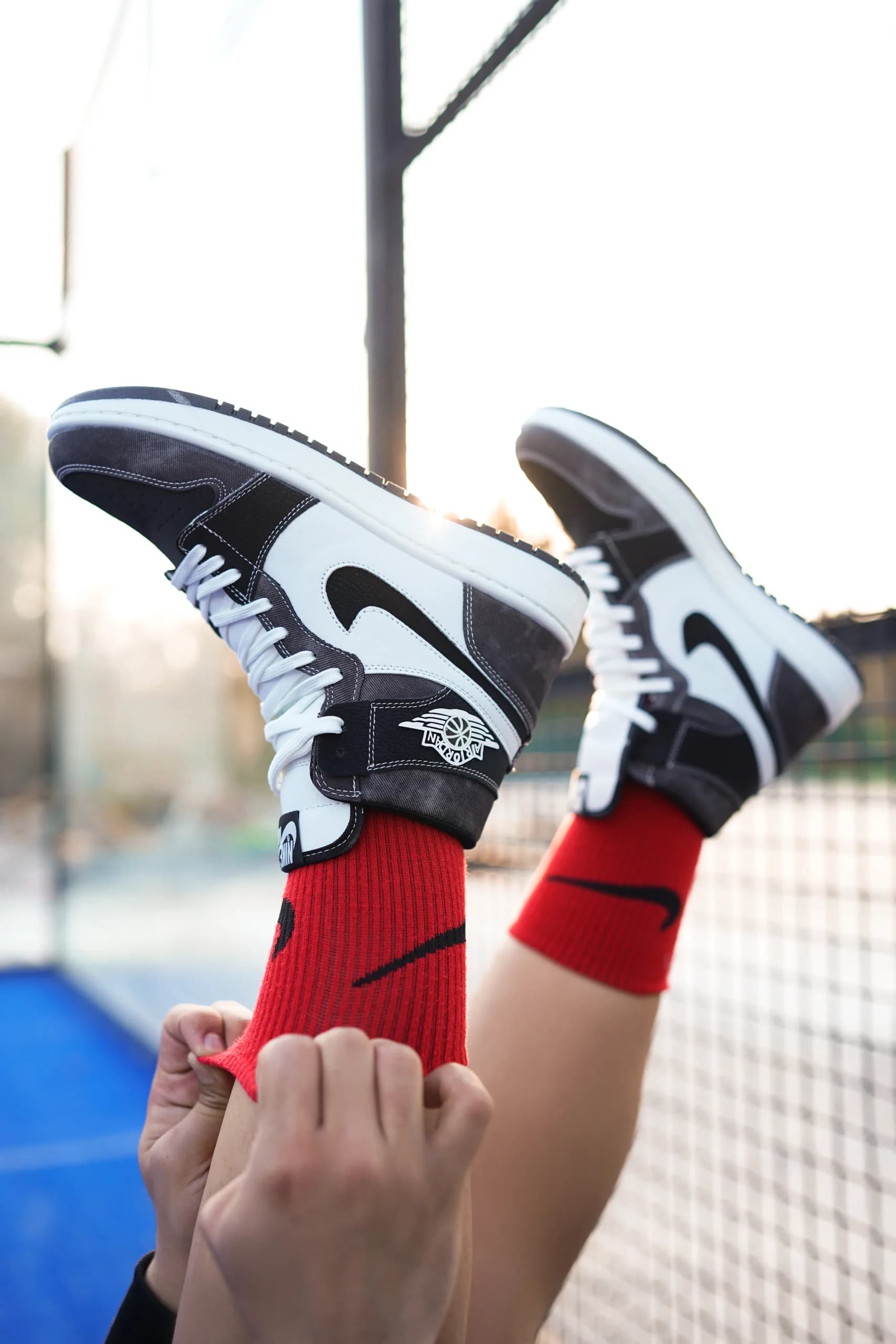 کتونی نایک ایر جردن وان سفید طوسی مشکی ساقدار | Nike Air Jordan 1 White Grey Black High — تصویر ۳