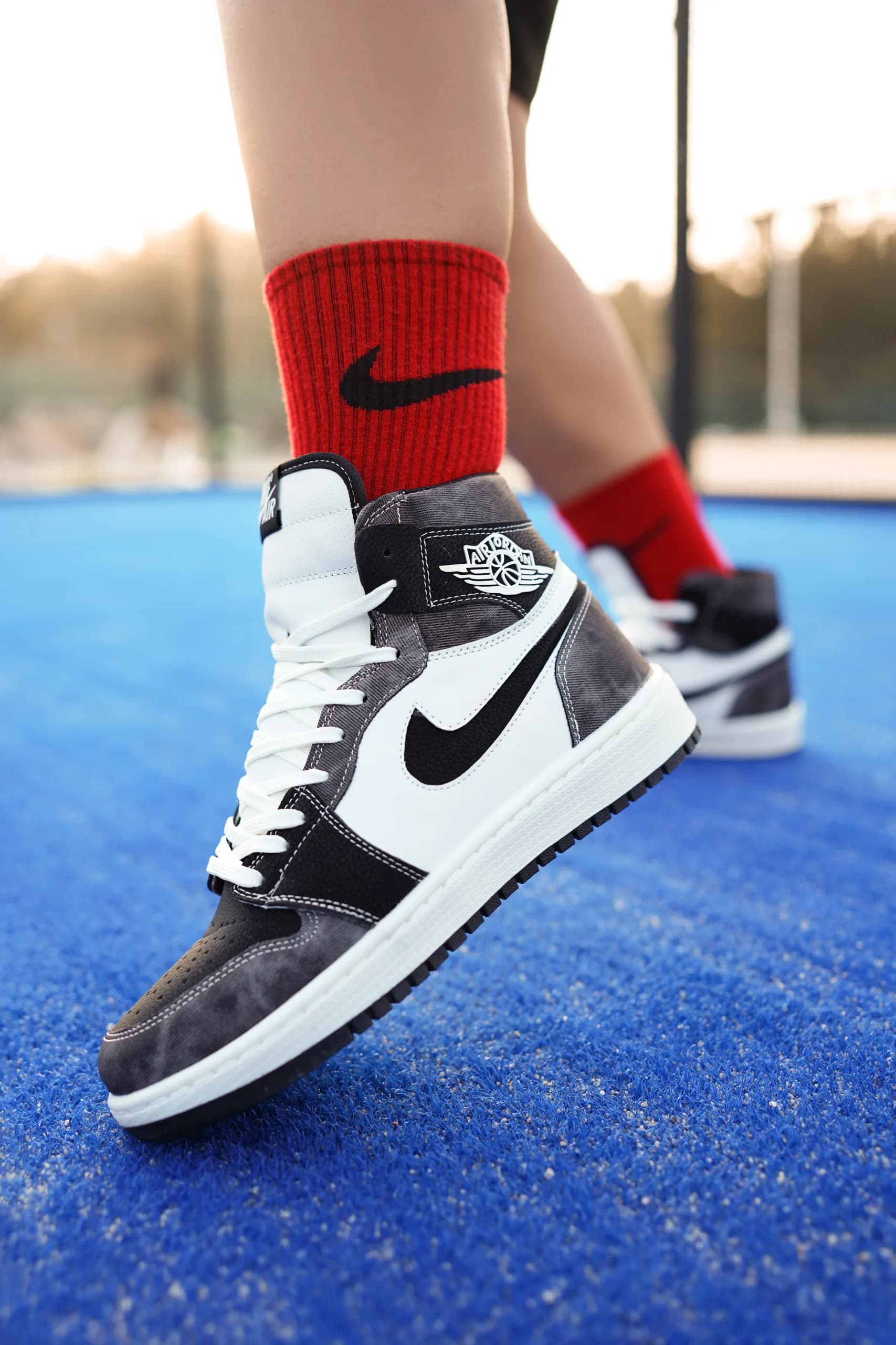 کتونی نایک ایر جردن وان سفید طوسی مشکی ساقدار | Nike Air Jordan 1 White Grey Black High