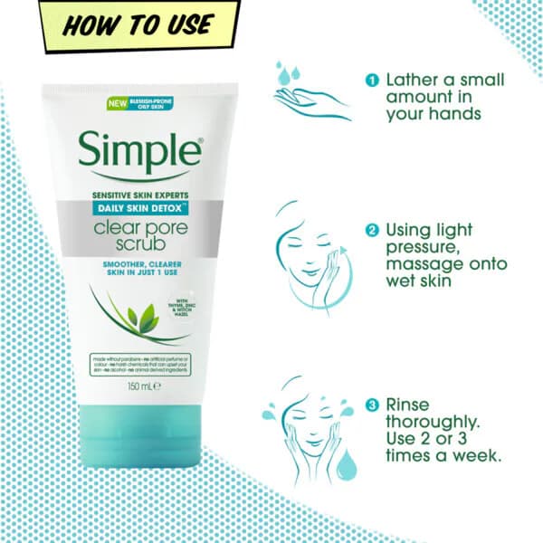 اسکراب پوست چرب مدل Clear Pore سیمپل simple — تصویر ۲