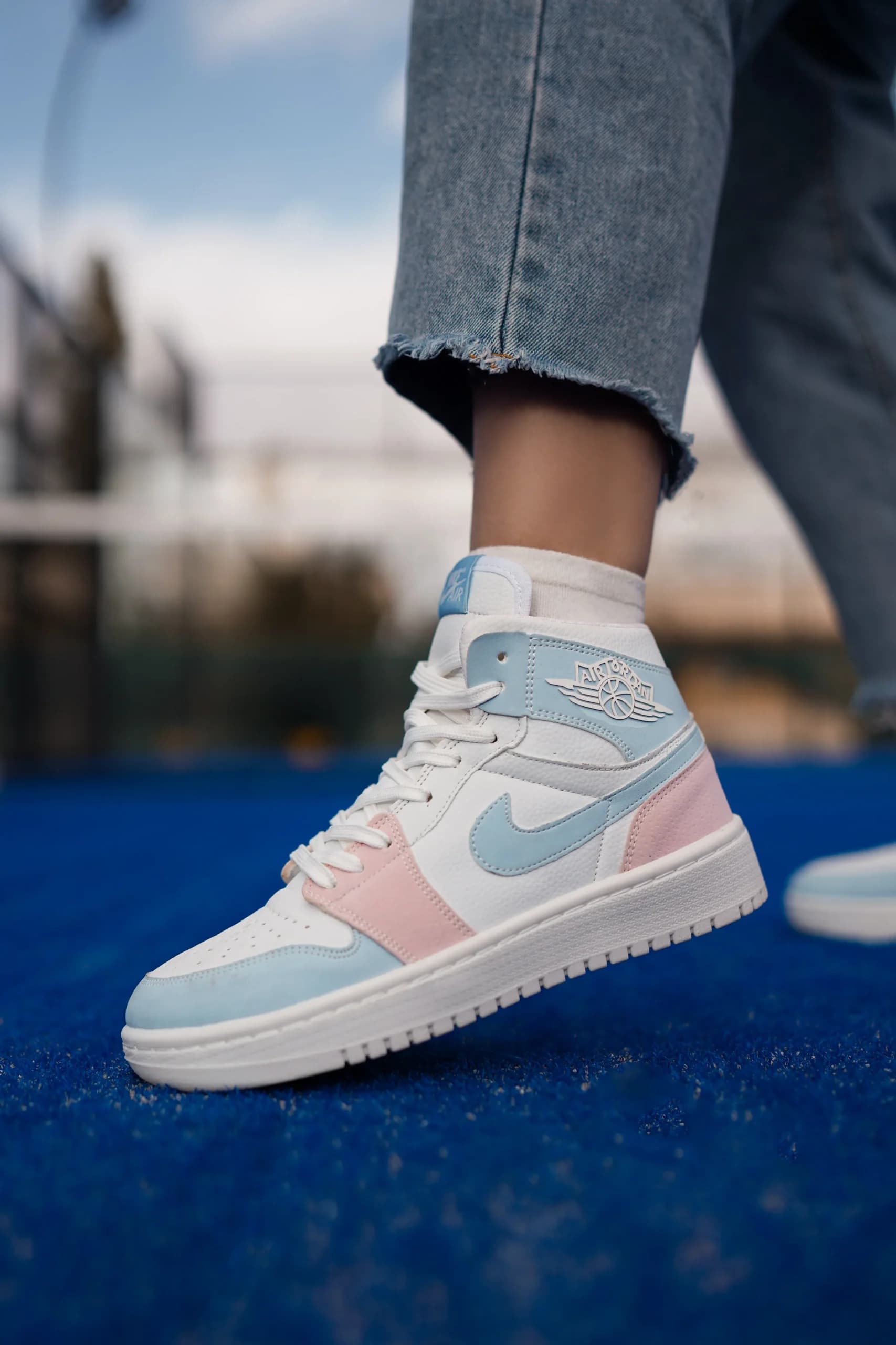 کتونی نایک ایر جردن وان کندی (سفید آبی صورتی) | Nike Air Jordan 1 Candy White Blue Pink
