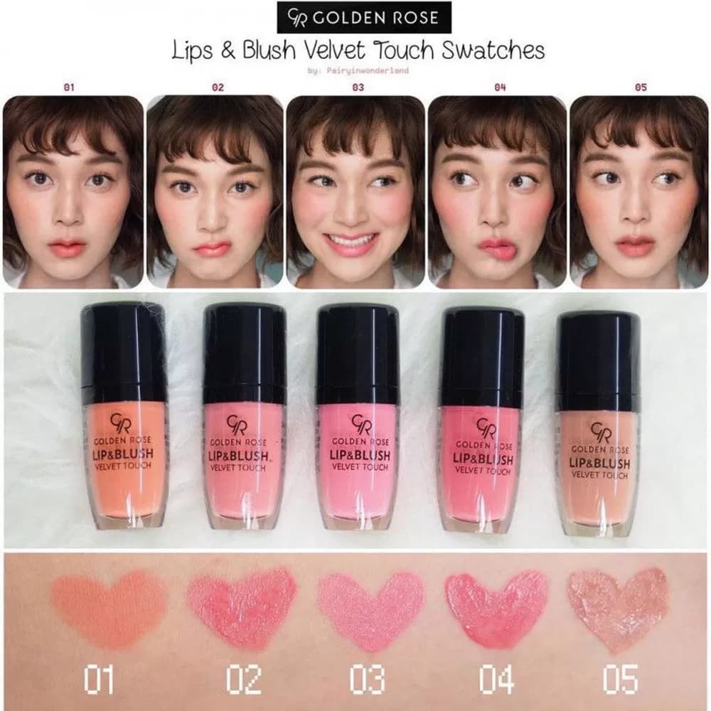 رژلب و رژگونه مایع ولوت گلدن رز | Golden Rose Lip & Blush Velvet Touch — تصویر ۴