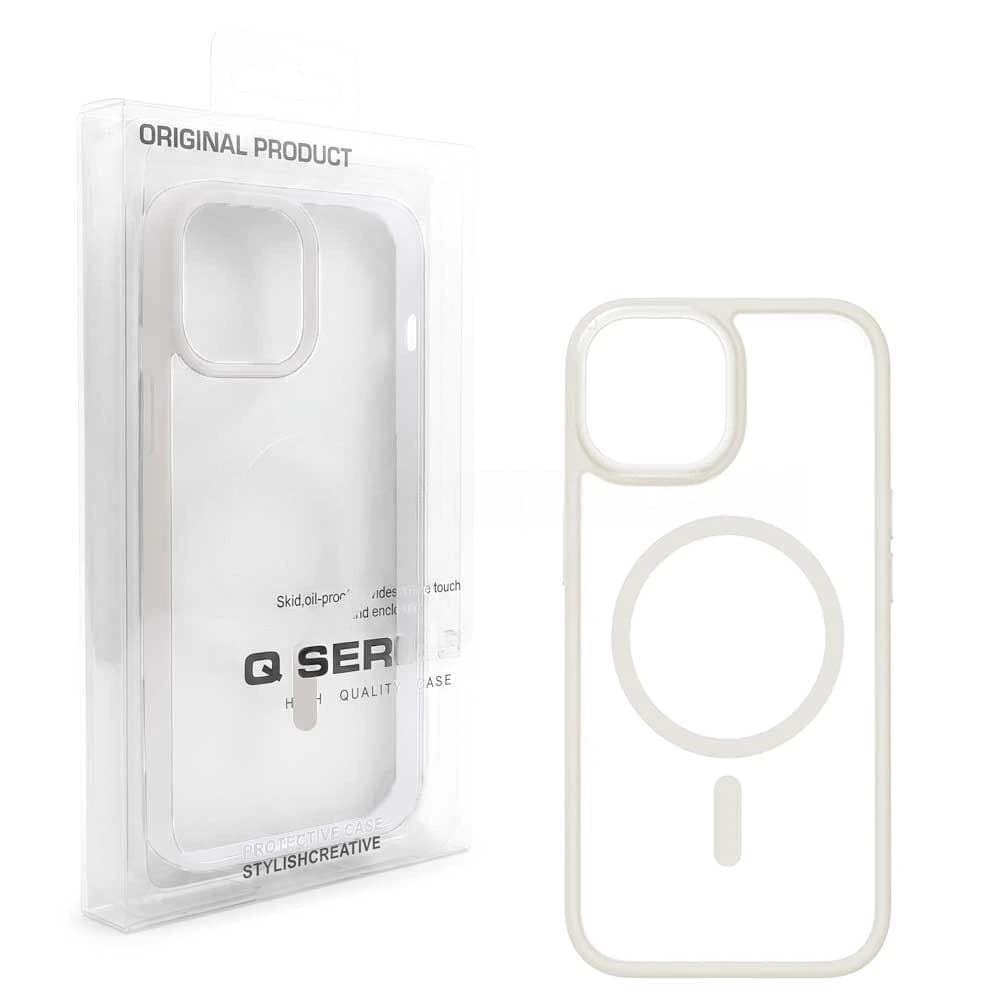 قاب اپل مدل Q SERIES Mag safe IPHONE 14 Pro شفاف دور سفید
