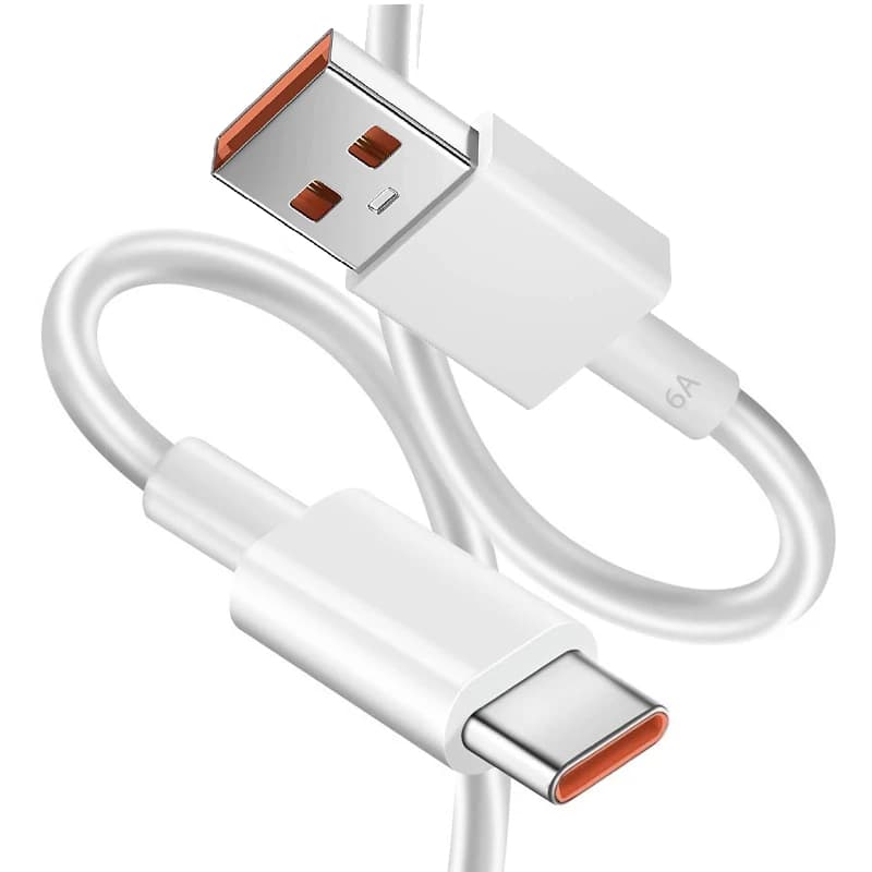 کابل شارژ فست Xiaomi Type-C 6A – سفید – اصل — تصویر ۳