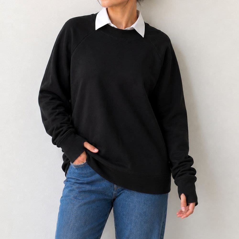 دورس انگشتی سه نخ خارجی مشکی ساده Crewneck اصل سایز 40 تا 44 کد 3361 — تصویر ۳