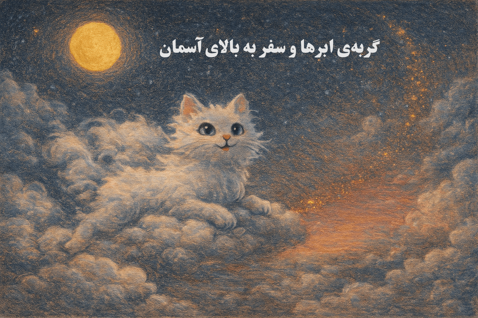 قصه کودکانه قبل از خواب درباره گربه‌ی ابرها و سفر به بالای آسمان