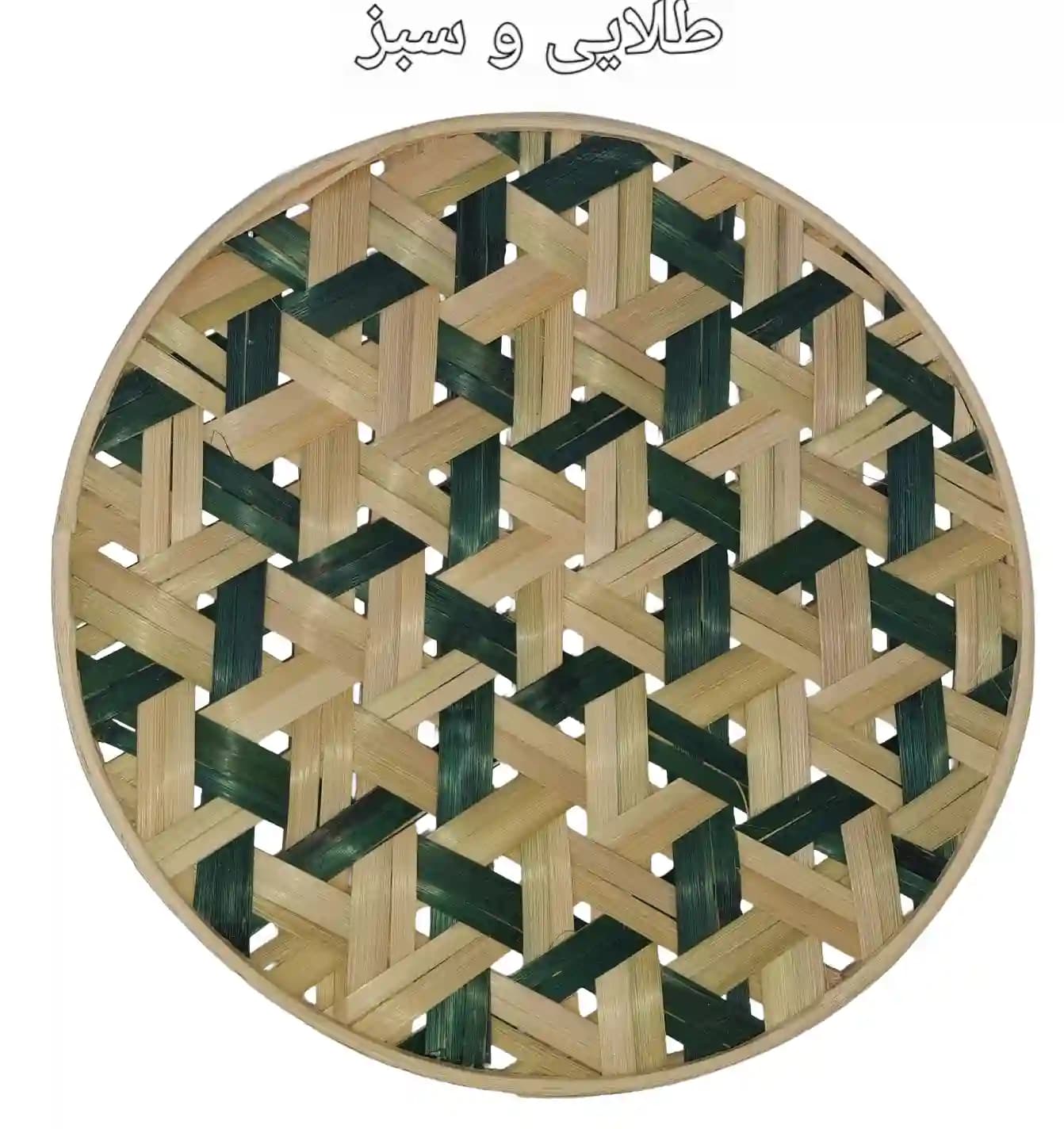 دیوارکوب حصیری بامبو قطر 40 سانت بافت شعاعی کد151 — تصویر ۳