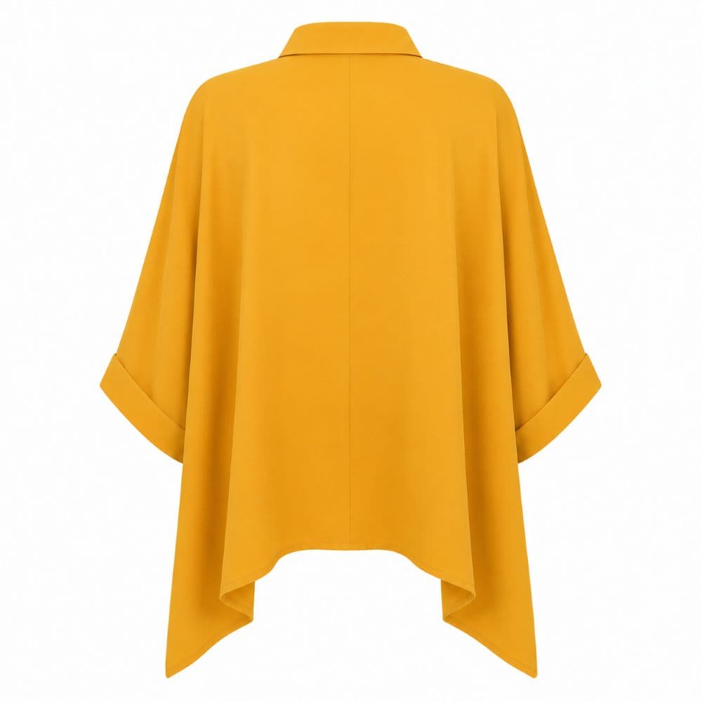 شومیز پانچو اورسایز خردلی خارجی برند Zara وارداتی سایز 42 تا 54 کد 3226 — تصویر ۲