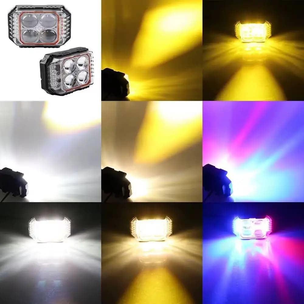 پروژکتور LED چهار لنز موتور سیکلت و خودرو با نور سه‌رنگ — تصویر ۴