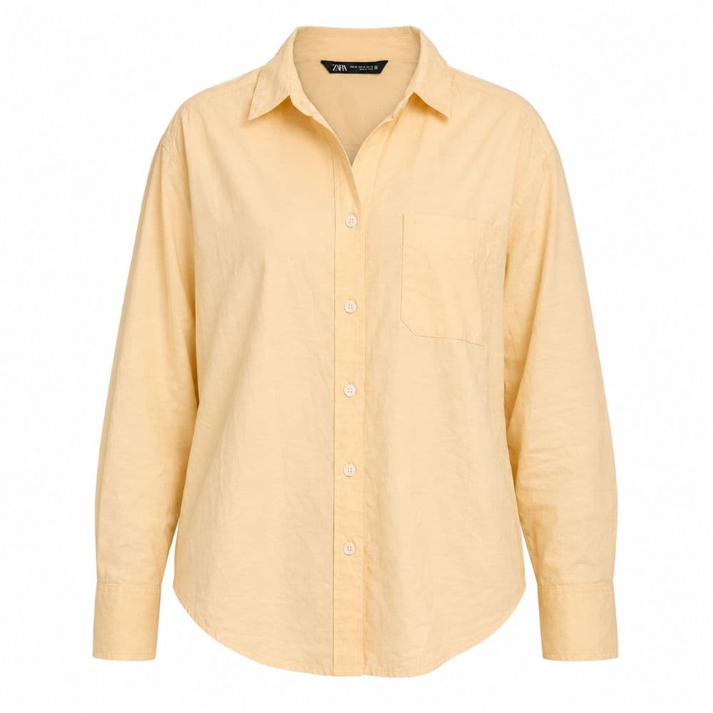 شومیز بیسیک هلویی وارداتی برند Zara Spain سایز 38 تا 42 کد 3231