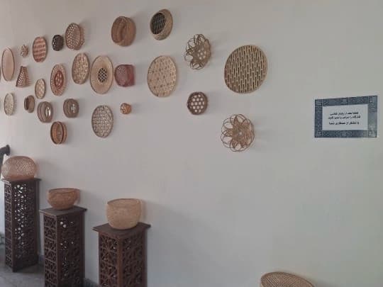 دیوارکوب حصیری بامبو قطر 40 سانت بافت شعاعی کد77 — تصویر ۴
