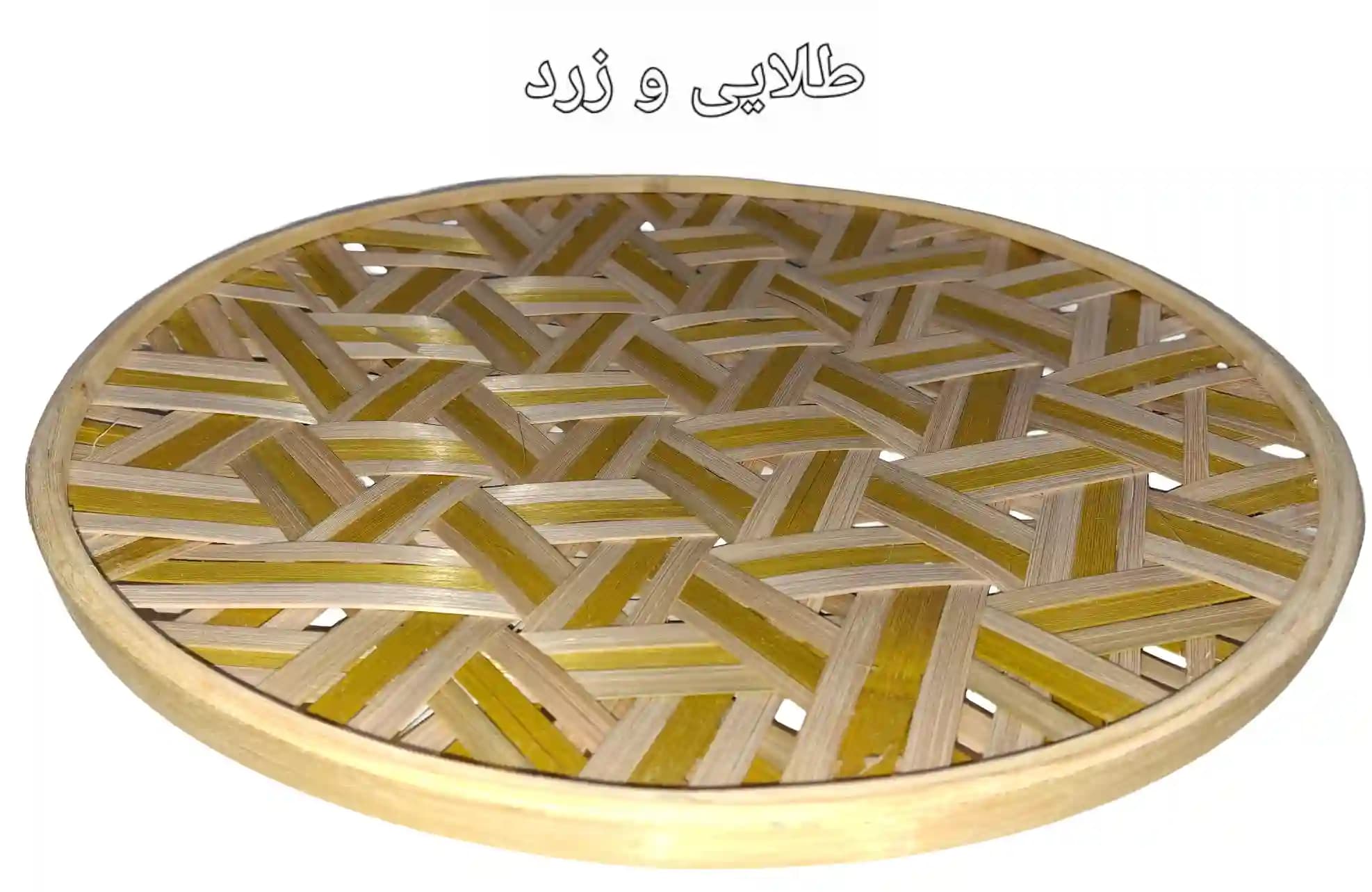 دیوارکوب حصیری بامبو قطر 40 سانت بافت شعاعی کد 73 — تصویر ۴