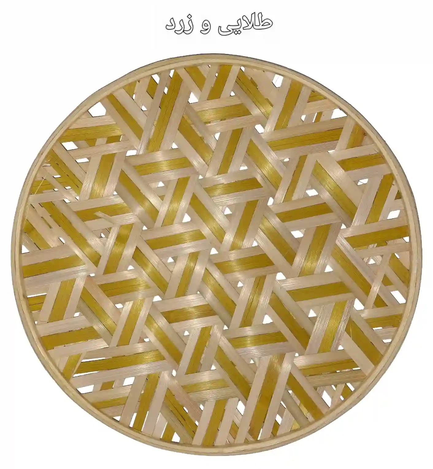 دیوارکوب حصیری بامبو قطر 40 سانت بافت شعاعی کد 73 — تصویر ۳