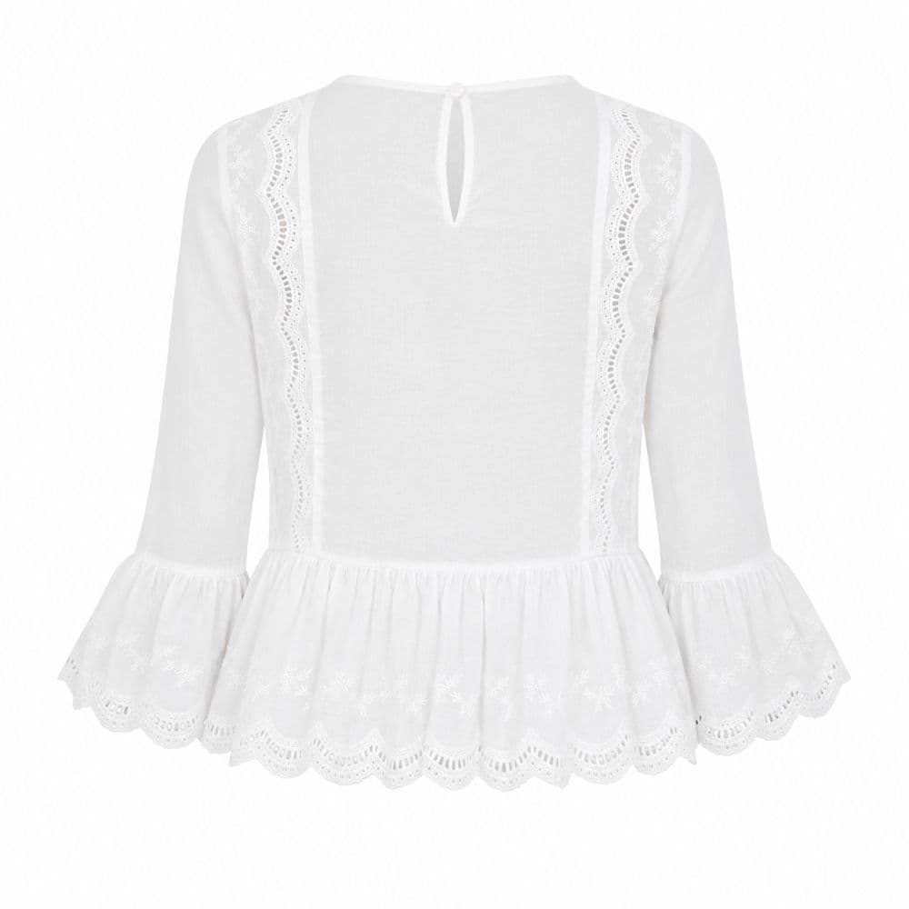 بلوز زنانه سفید تمام نخ خامه دوزی برند ZARA وارداتی سایز 34 تا 38 کد 3215 — تصویر ۲