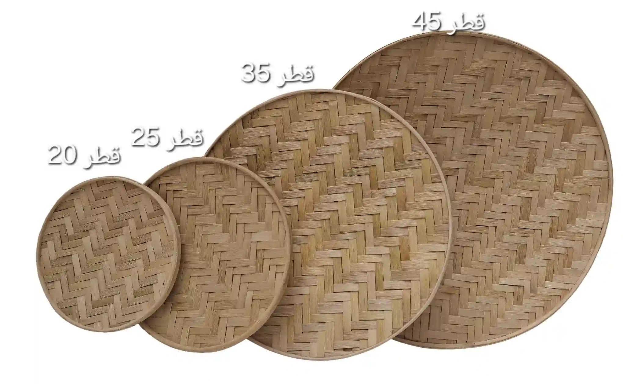 دیوارکوب حصیری بامبو قطر 40 سانت بافت شعاعی کد68 — تصویر ۲