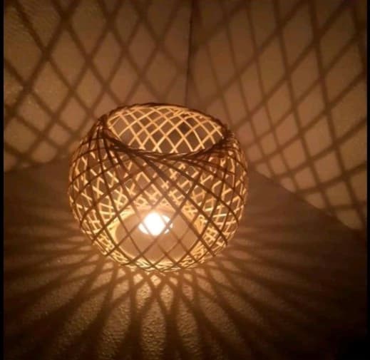 جای شمعی حصیری بامبو ترکیب با سفال کد90 — تصویر ۳