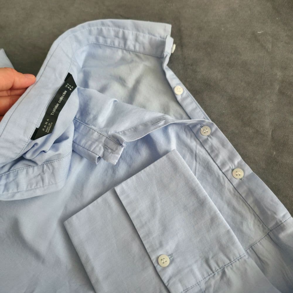 شومیز نخی تابستانی آبی مدل کژوال یونیک برند Zara کد 3143 — تصویر ۵
