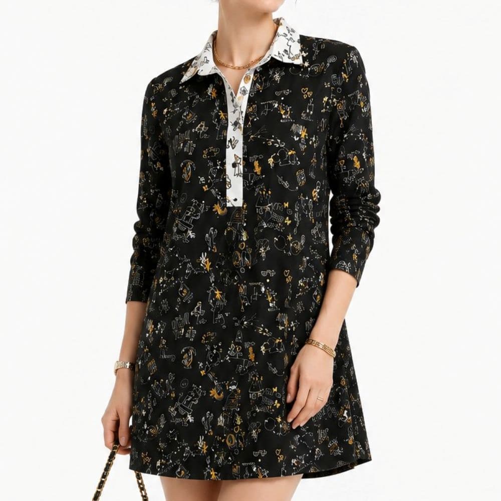 پیراهن زنانه کژوال آستین بلند Zara اصل سایز 42 تا 44 مدل گرافیتی کد 3084 — تصویر ۳