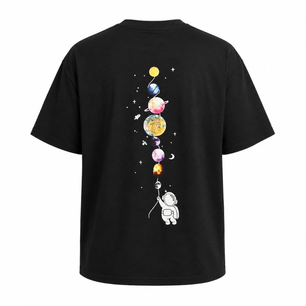 تیشرت مشکی خارجی یونیسکس نخ درجه 1 مدل Solar system kids کد 3064