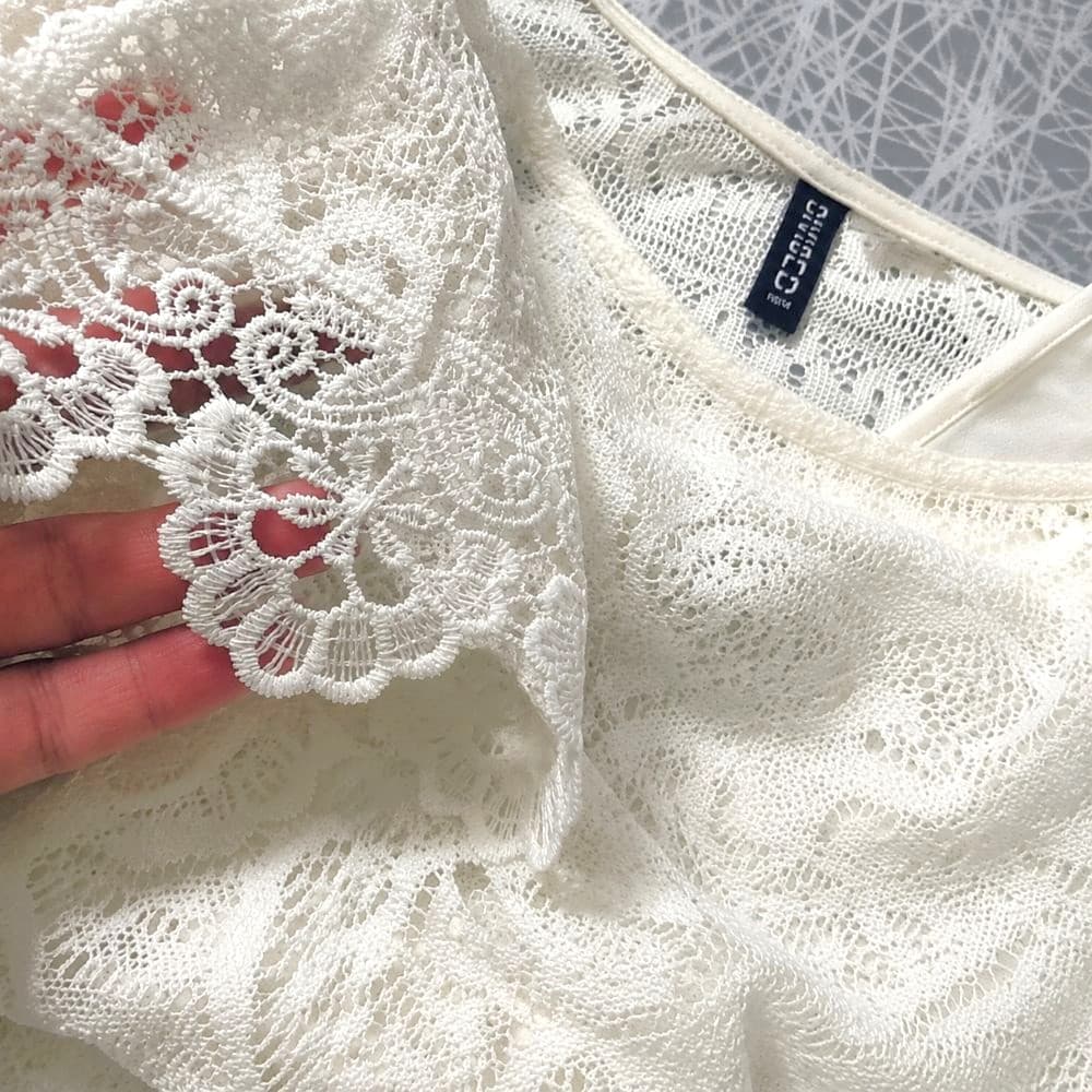 ست خارجی پیراهن و تاپ مجلسی زنانه سفید سایز 40 تا 44 برند H&M کد 3070 — تصویر ۳