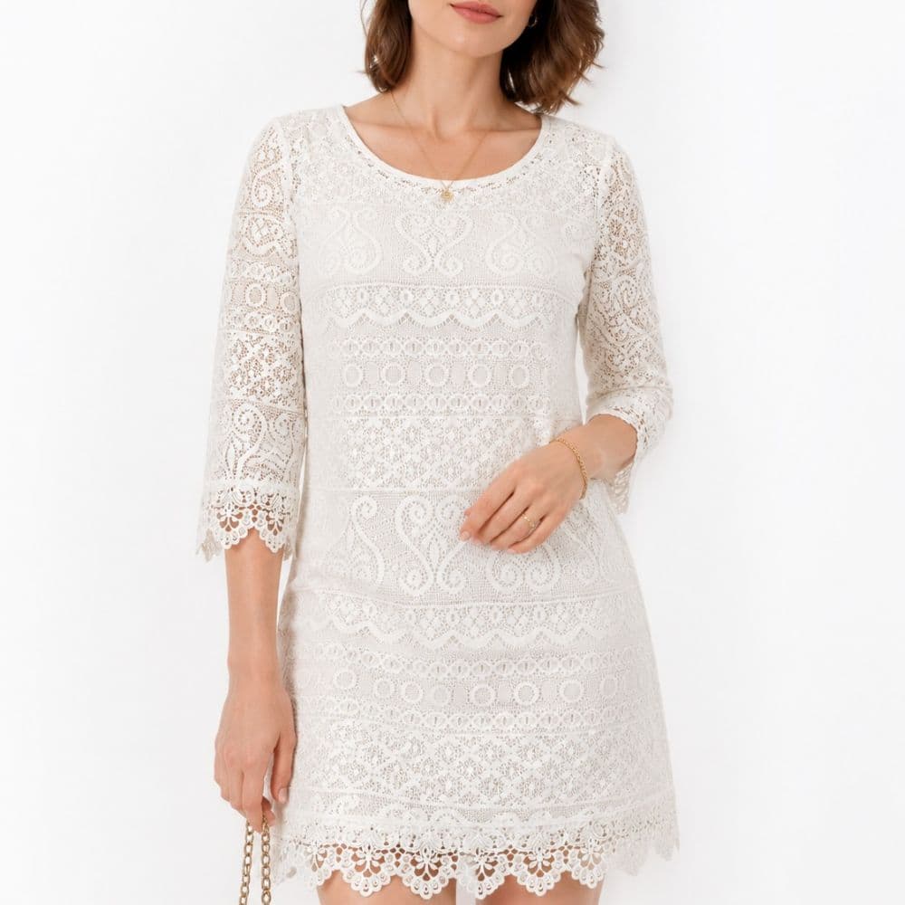 ست خارجی پیراهن و تاپ مجلسی زنانه سفید سایز 40 تا 44 برند H&M کد 3070 — تصویر ۲