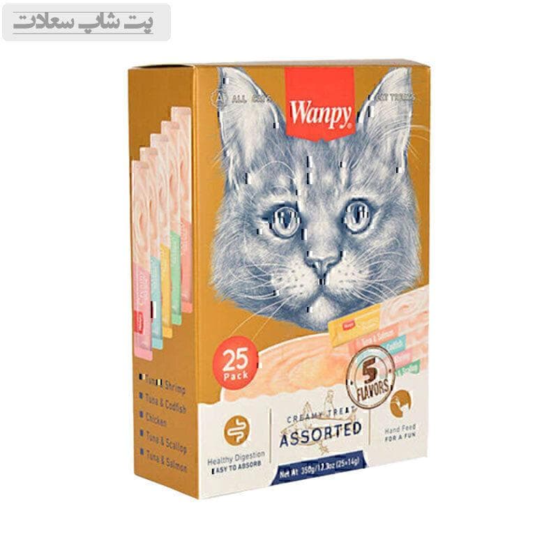بستنی گربه ونپی با طعم های مختلف Wanpy Creamy Treat Assorted بسته 25 عددی — تصویر ۷