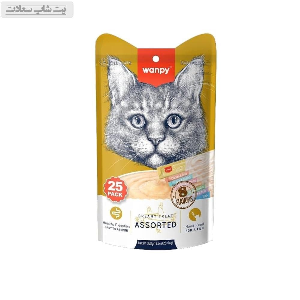 بستنی گربه ونپی با طعم های مختلف Wanpy Creamy Treat Assorted بسته 25 عددی — تصویر ۴