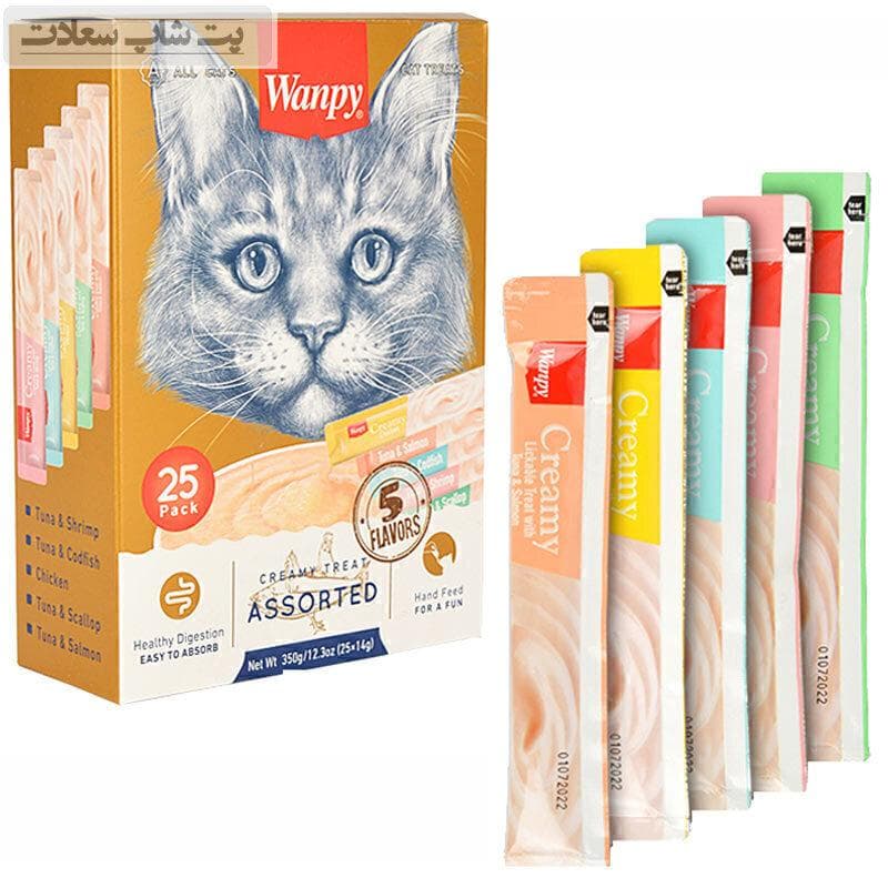 بستنی گربه ونپی با طعم های مختلف Wanpy Creamy Treat Assorted بسته 25 عددی — تصویر ۵