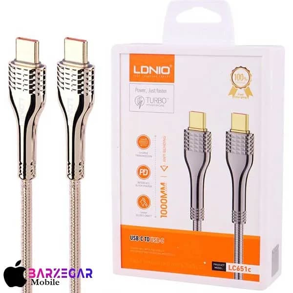 کابل 65W دو سر Type-C الدینیو مدل Ldnio LC651C طول 1m — تصویر ۳