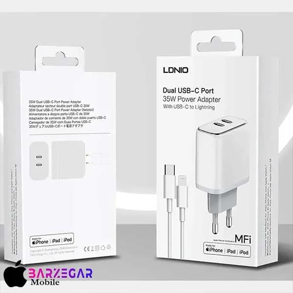 شارژر دیواری 30W الدینیو مدل Ldnio A2528M (2 پین) – پورت Type-C + کابل Type-C به Lightning – اصل — تصویر ۸