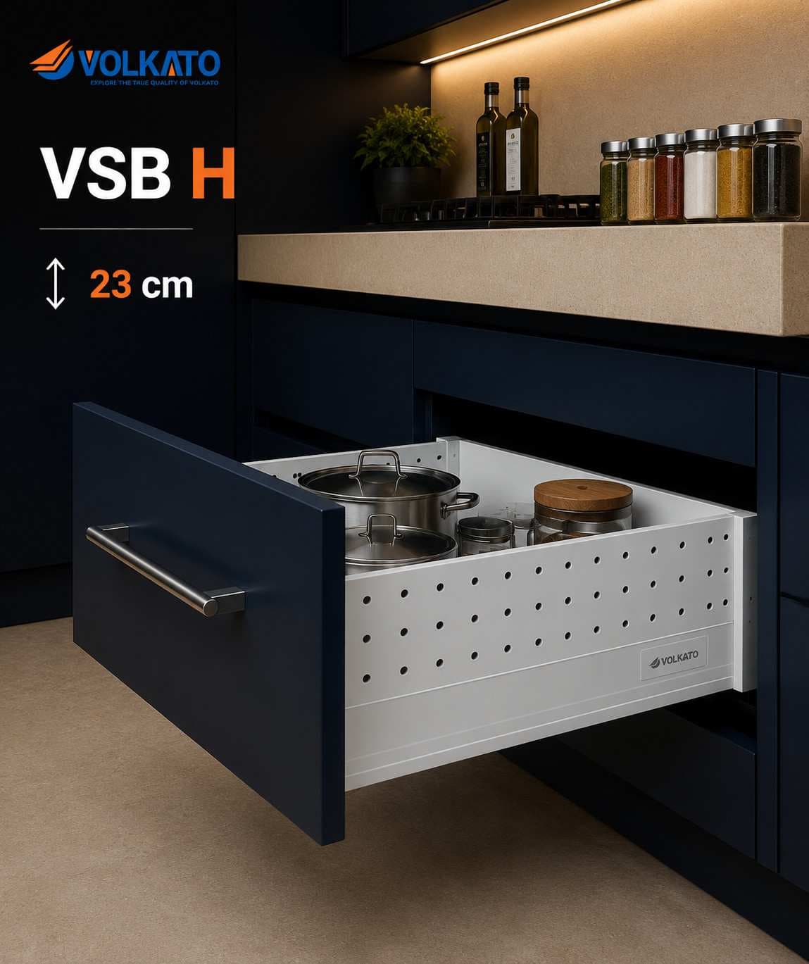 ریل بدنه دار آرامبند ارتفاع بلند ولکاتو کد VSB H