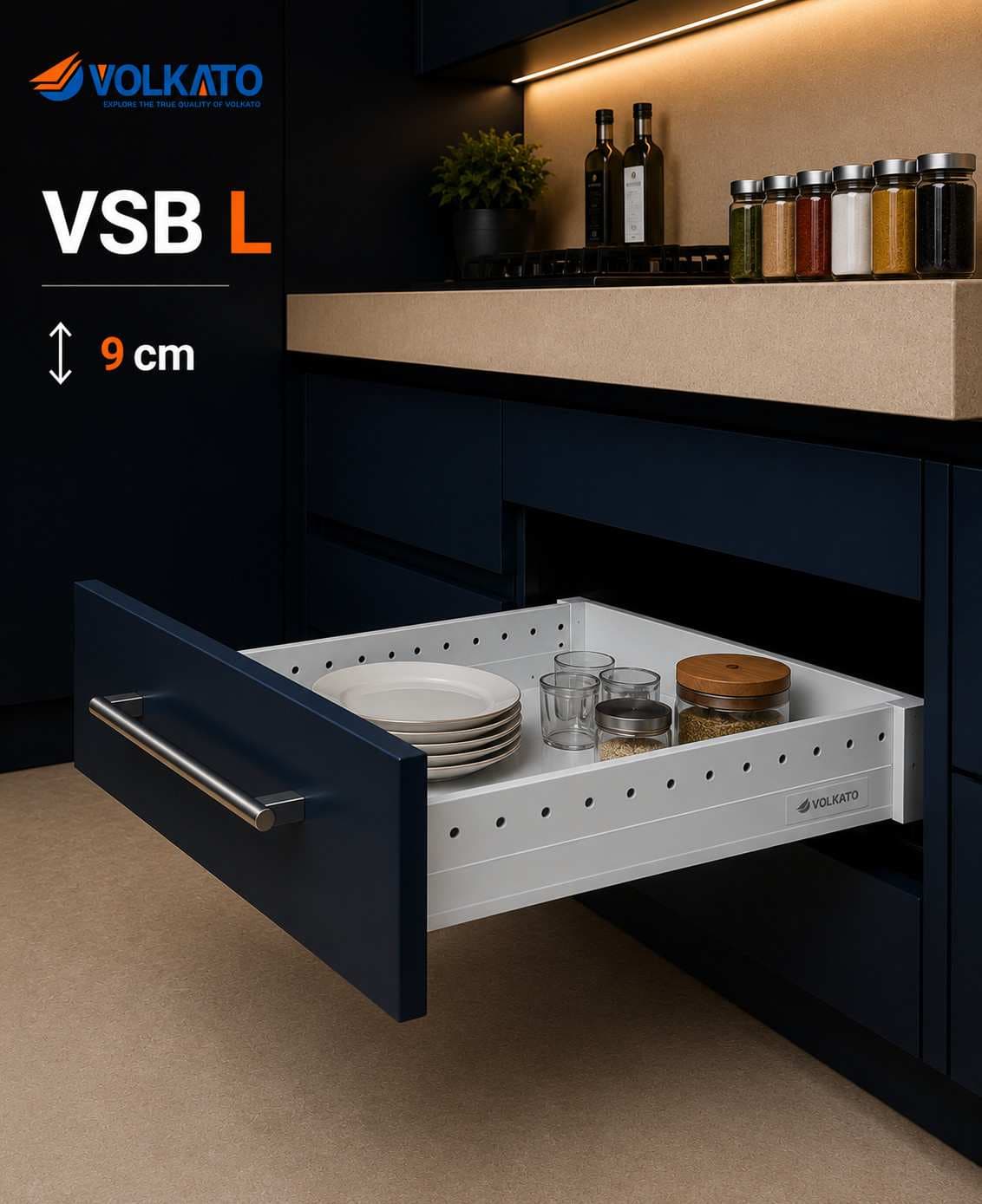 ریل بدنه دار آرامبند ارتفاع کوتاه ولکاتو کد VSB L