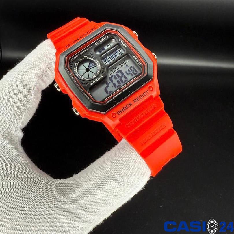 ساعت مچی کاسیو جیشاک جهان نما Casio G-shock AE-1200-red — تصویر ۳