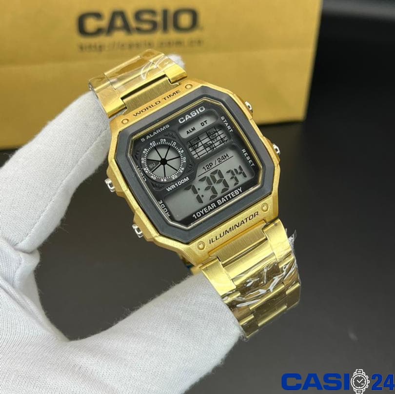 ساعت مچی کاسیو جهان نما CASIO-AE-1200-GOLD