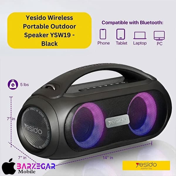 اسپیکر بلوتوثی قابل حمل 40W یسیدو مدل Yesido YSW19 — تصویر ۳