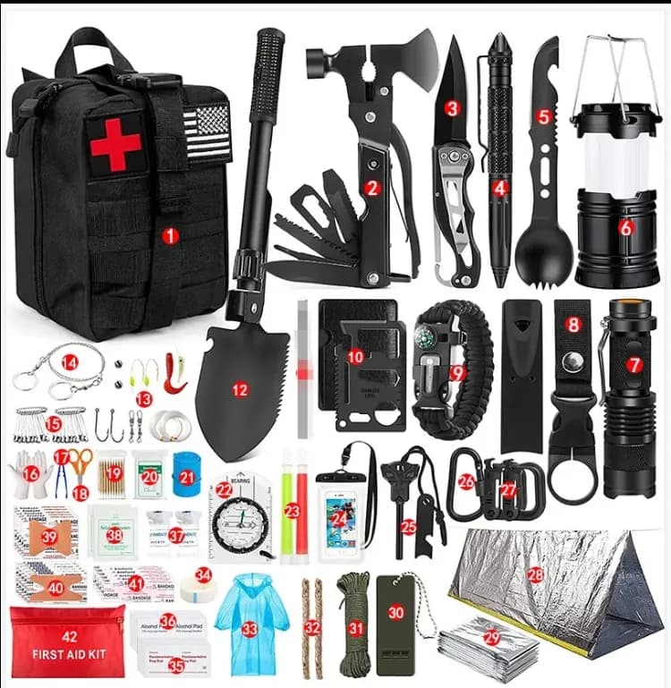 کیت کمپینگ و بقا ۲۴ کاره مدل Tactical Survival Kit – جعبه ابزار نجات چندمنظوره