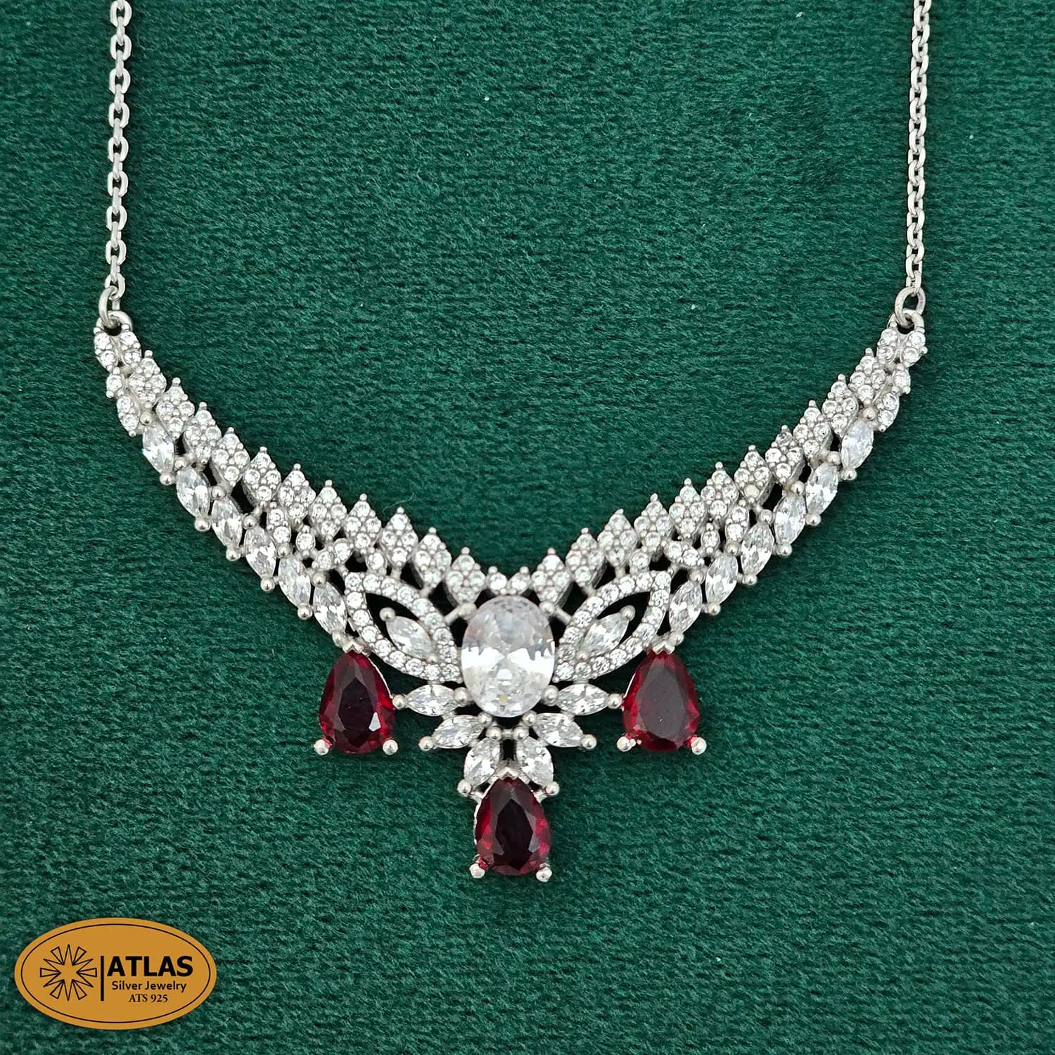 سرویس نقره زنجیری زنانه با نگین های برلیان و اشک 16.5 گرمی نقره اصل 925 — تصویر ۶