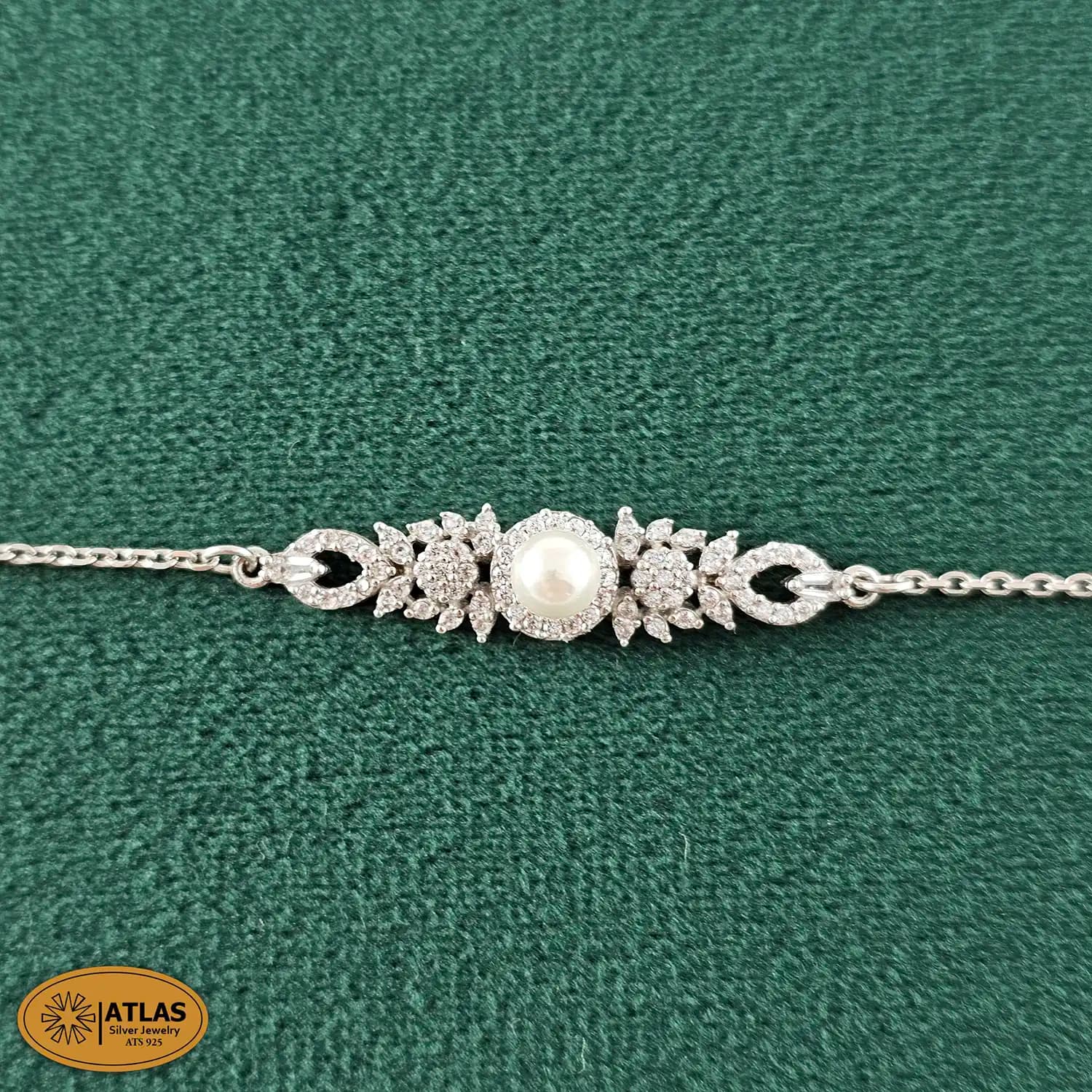 سرویس نقره زنانه مرواریدی میکرو با نگین های برلیان و مارکیز 15.6 گرمی نقره اصل 925 — تصویر ۴