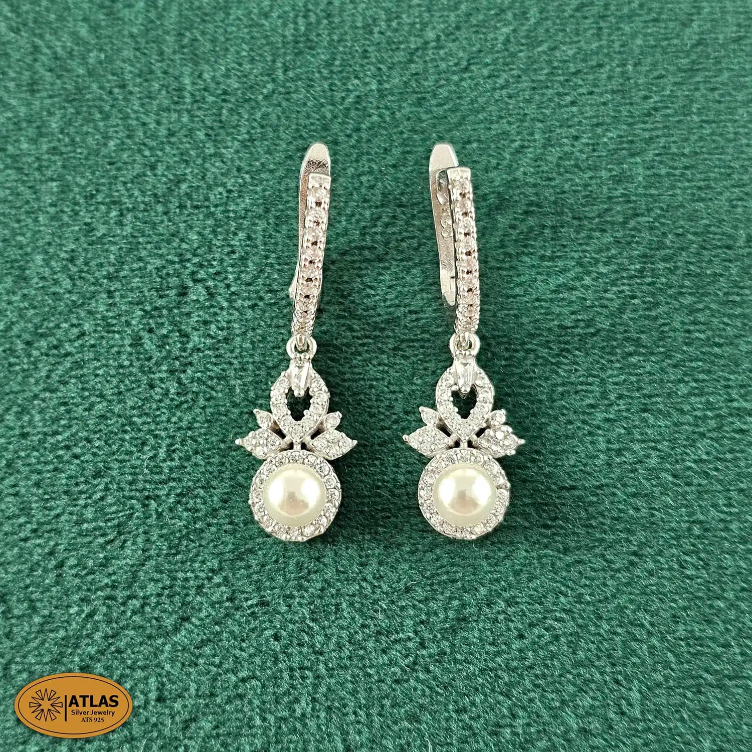 سرویس نقره زنانه مرواریدی میکرو با نگین های برلیان و مارکیز 15.6 گرمی نقره اصل 925 — تصویر ۵