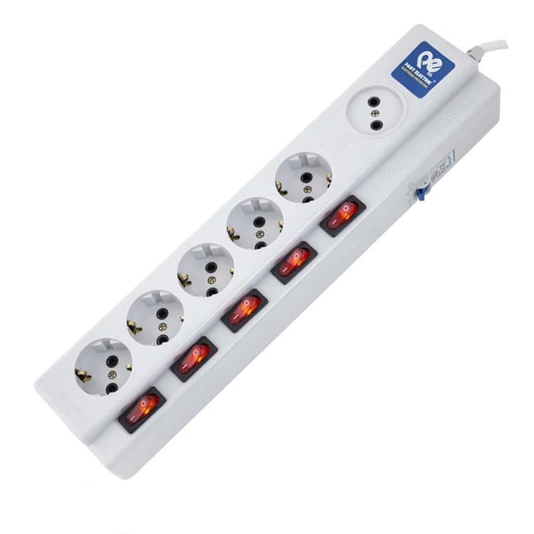 چند خانه فیوزدار 1+5 پارت الکتریک با کابل 1.8 متر