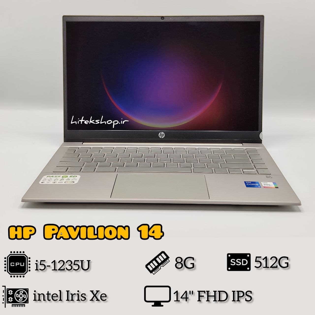 لپتاپ نو جعبه باز 14 اینچی HP Pavilion Laptop 14 Touch | i5-1240P | 8G | 512G | Intel Iris Xe | FHD