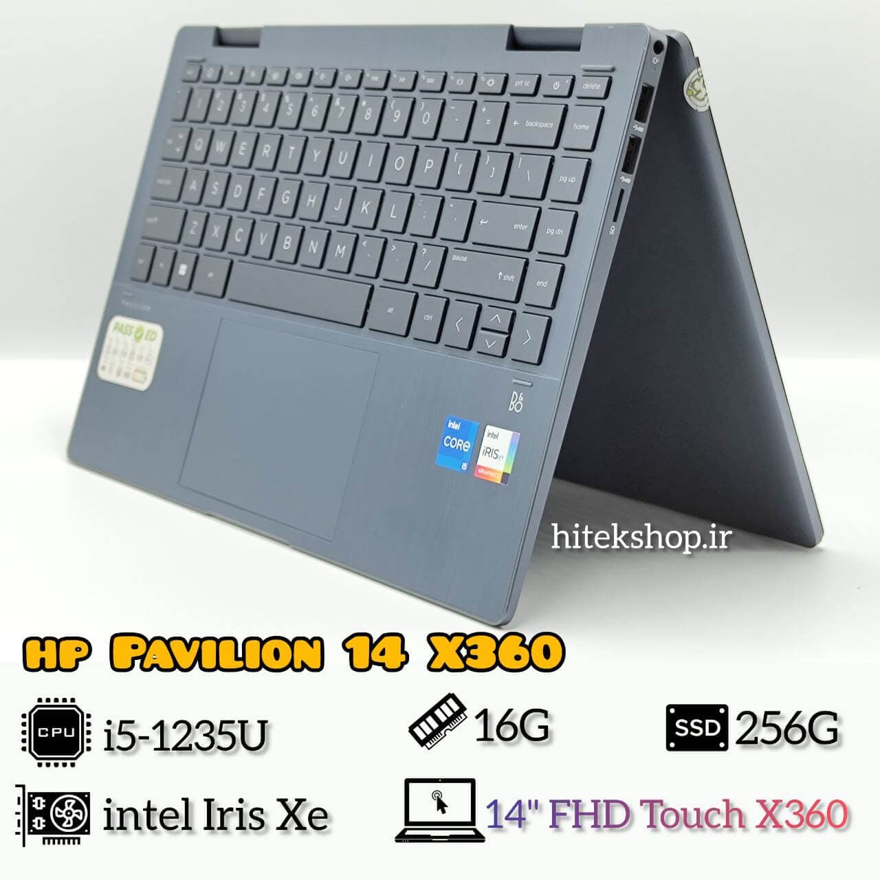 لپتاپ نو جعبه باز 14 اینچی HP Pavilion 14 X360 | i5-1235U | 16G | 256G | Intel Iris Xe | FHD