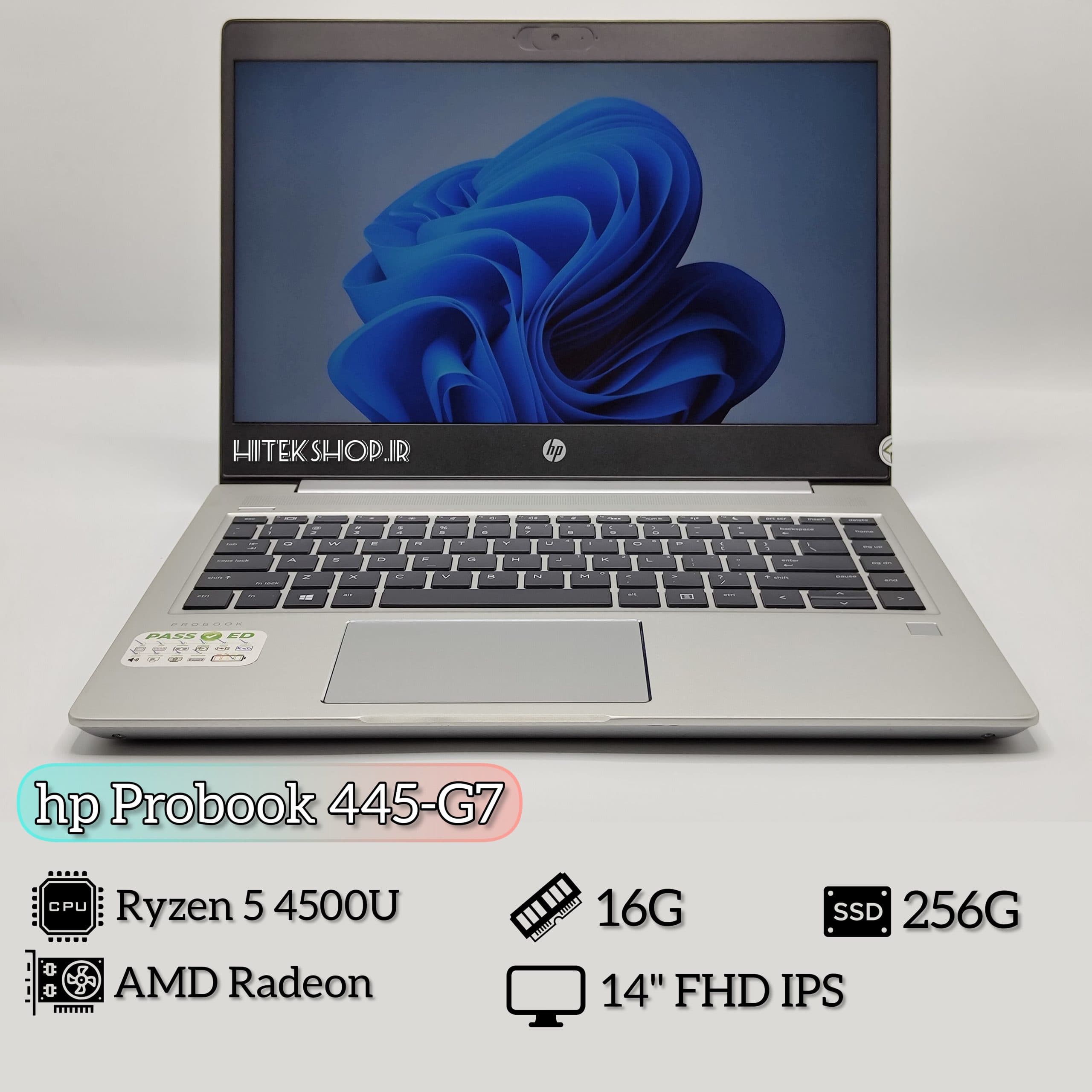 لپتاپ استوک کارکرده HP Elitebook 445 G7 R5-4650U | 16G | 256G | 512M AMD Radeon | FHD-IPS