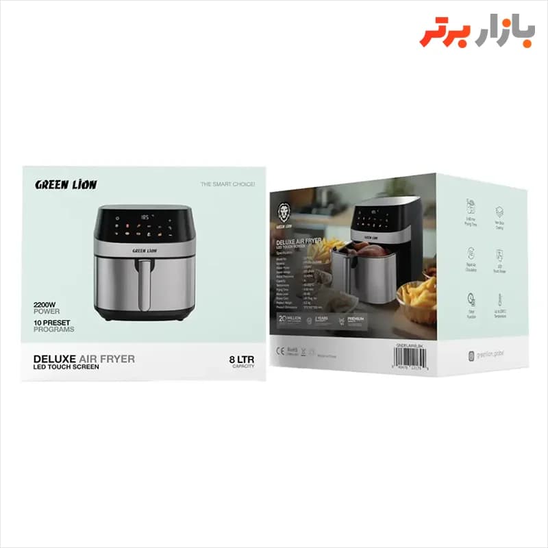 سرخ کن بدون روغن گرین لاین مدل لوکس ال سی دی لمسی 8 لیتری — تصویر ۳