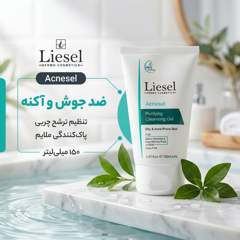 ژل شستشو صورت لایسل مدل Acnesel مناسب پوستهای چرب و آکنهای حجم 150 میلی لیتر — تصویر ۲