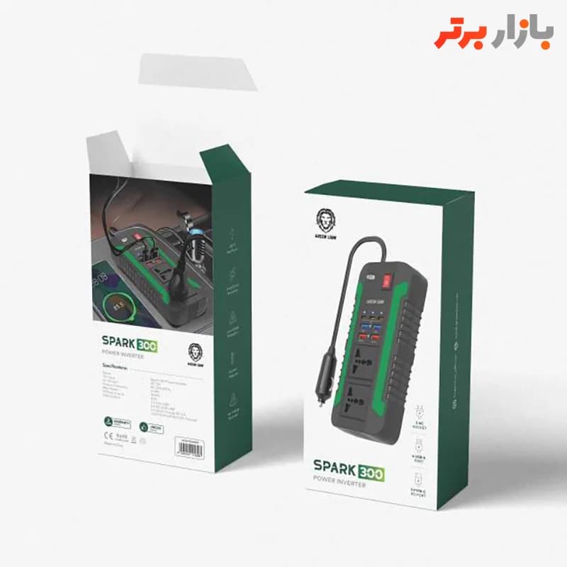 اینورتر فندکی خودرو گرین لاین مدل SPARK 300W – اصلی — تصویر ۲