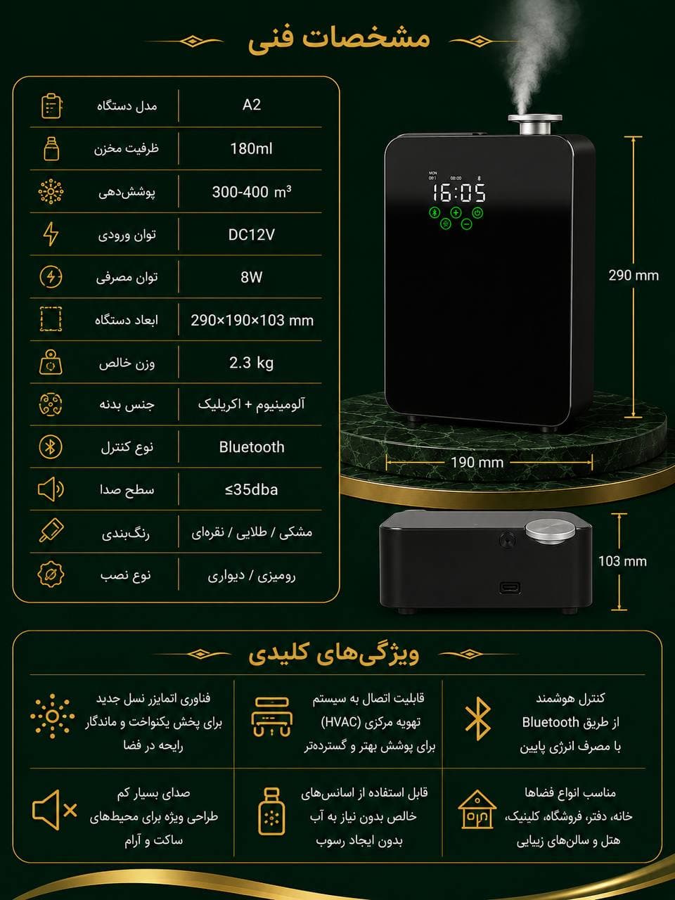 دستگاه خوشبوکننده هوا آریانا مدل A2 — تصویر ۲
