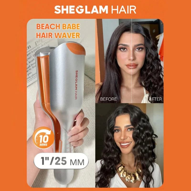 دستگاه ویو کننده مو شیگلم مدل Beach Babe سایز 25 میلی متر (سه شاخ اصلی بارکد دار) — تصویر ۵