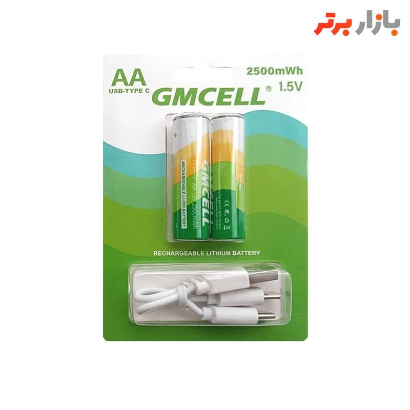 باتری قلمی قابل شارژ 2500 میلی آمپر مدل type C بسته 2 عددی (فست شارژ)